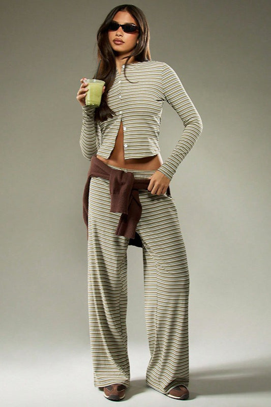 Stripe Button Cord Easy Two Piece Set