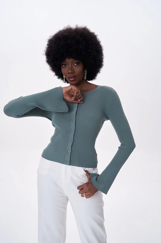 Flare Sleeve Button Cardigan