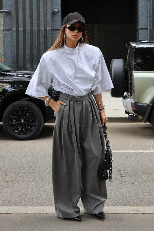 Vintage Pleated Wide-Leg Pants