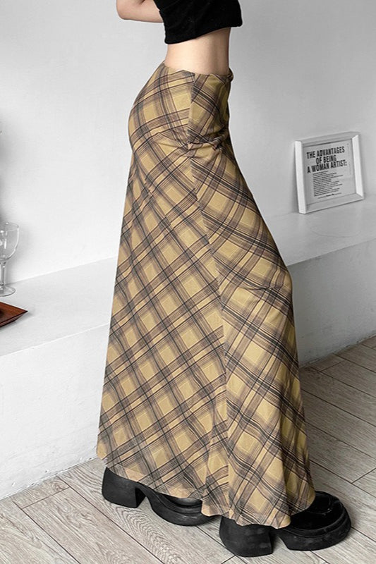 Plaid High Waist Bodycon Skirt