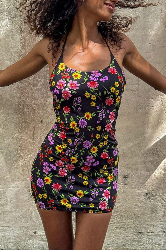 Casual Floral Print Bodycon Mini Dress