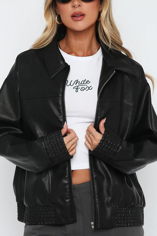 PU Leather Baseball Jacket