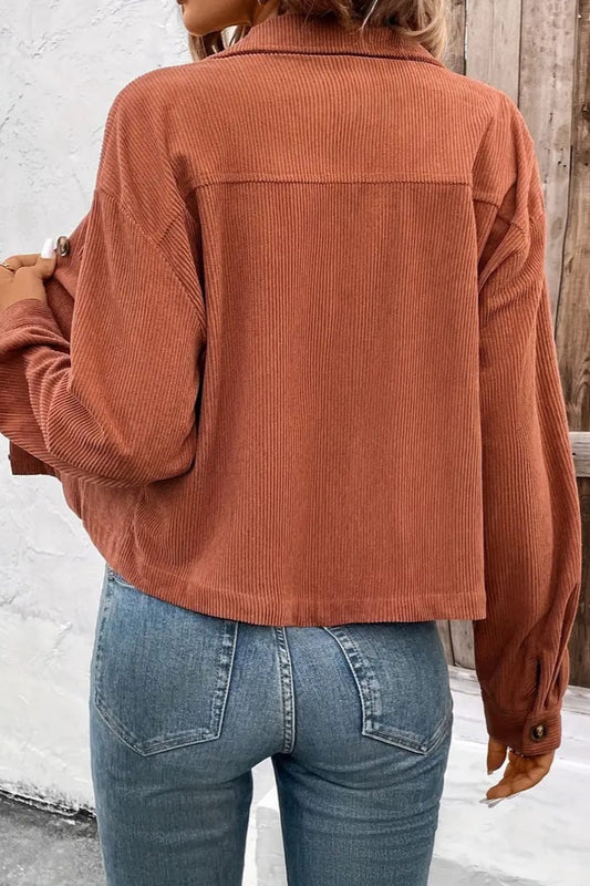 Corduroy Button-Front Shirt Jacket