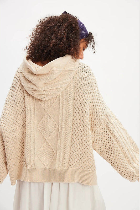 Vintage Casual Hooded Knit Sweater