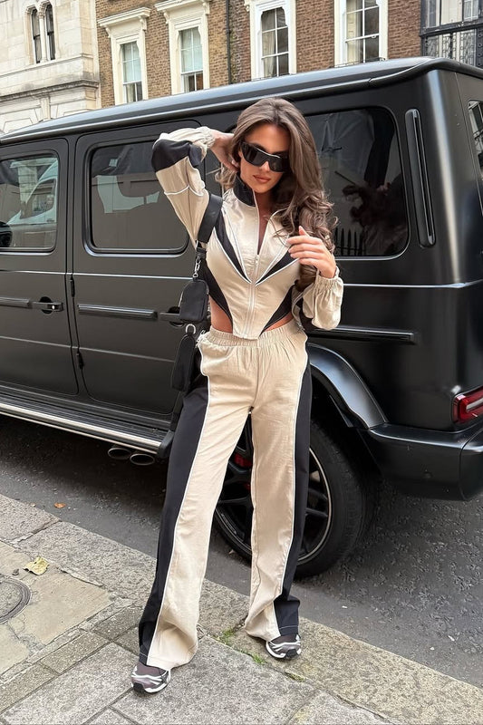 Chic Asymmetrical Patchwork Two Piece Set