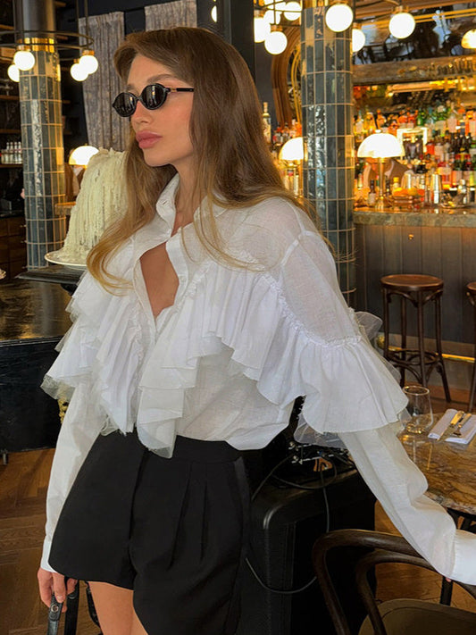 Layered Ruffled Long Sleeve Blouse