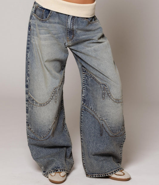 Washed Blue Vintage Denim Jeans
