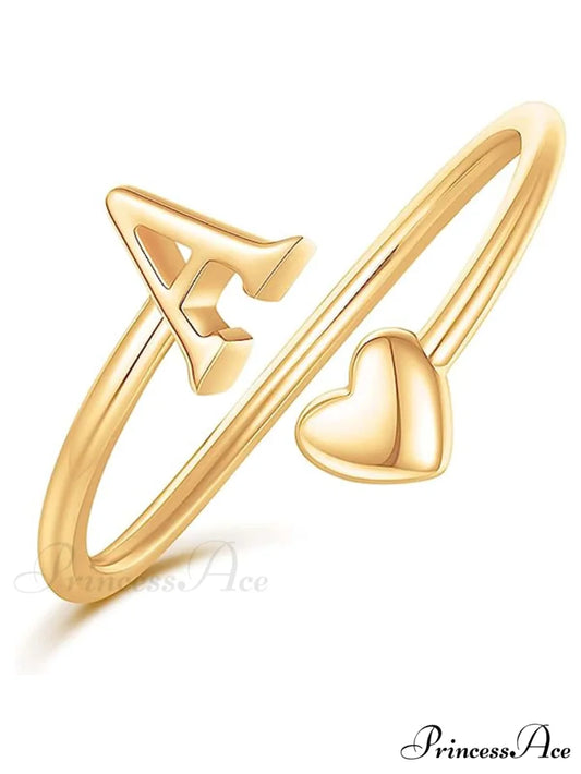 1pc Minimalist Style Heart Shaped Glittery Ring Yellow Gold / A