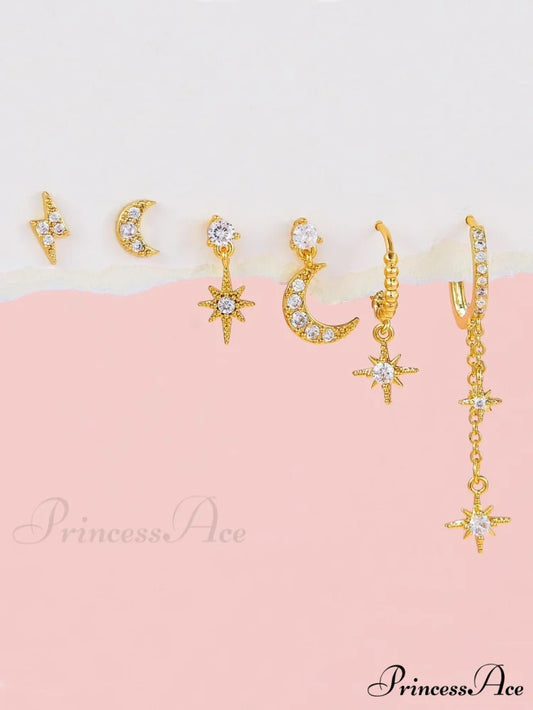 1set Women’s Golden Fashionable Single Earrings