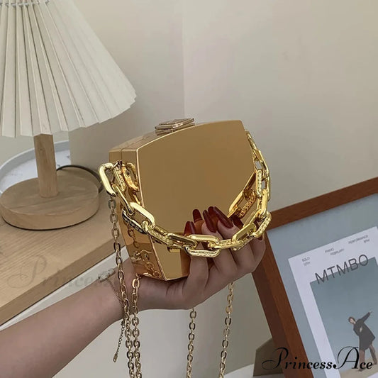 2022 Trend Designer PVC Container Clutch Purse Gold clutchbag-250126