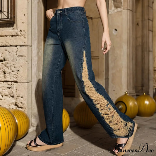 2024 High Waist Stretchy Denim Jeans Dark Blue / XS