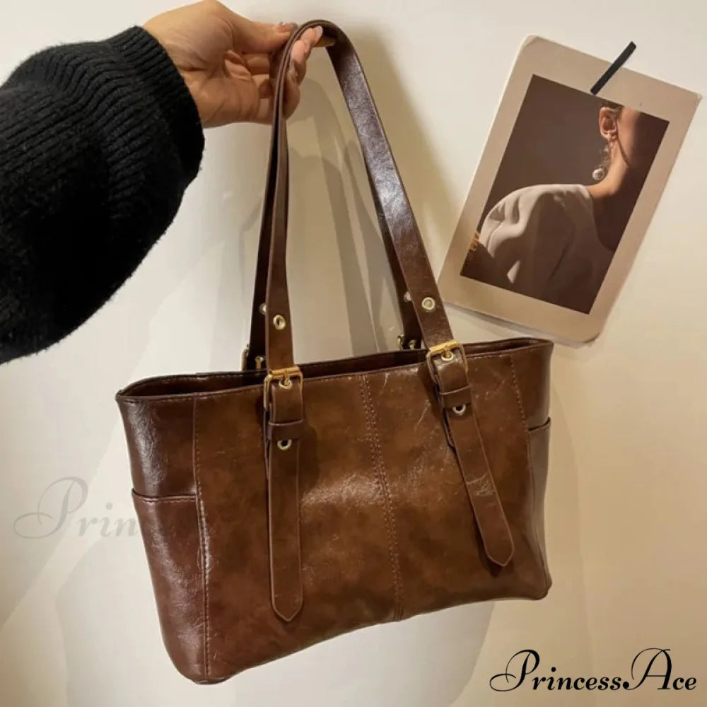 2024 Korean Vintage Faux Leather Shoulder Bag shoulder-250126