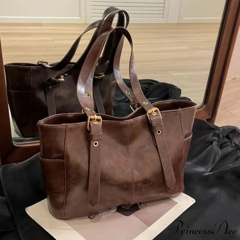 2024 Korean Vintage Faux Leather Shoulder Bag shoulder-250126