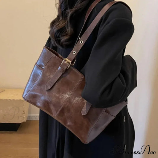 2024 Korean Vintage Faux Leather Shoulder Bag shoulder-250126
