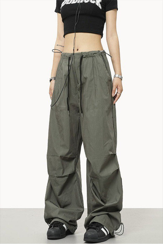 Athletic Casual Solid Drawstring Elastic Waist Pants