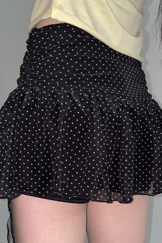 Retro Polka Dot Tie Mini Skirt