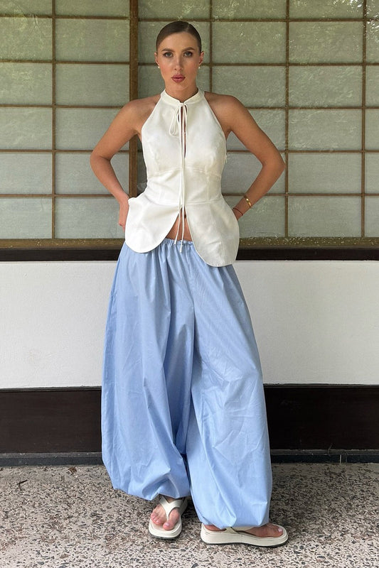 Cotton Lantern Wide Leg Pants