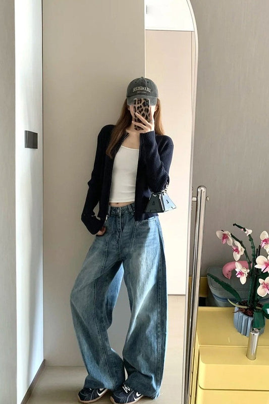 Vintage Blue Barrel-Leg Jeans