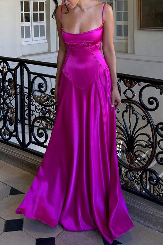 Sexy Cami Slim Fit Back Tie Long Prom Dress