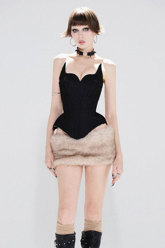 Solid Color Backless Tube Fleece Two Piece Set