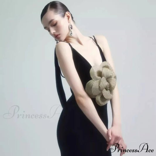 3D Blooming Open-Backed Silk Prom Dress promdress-250223