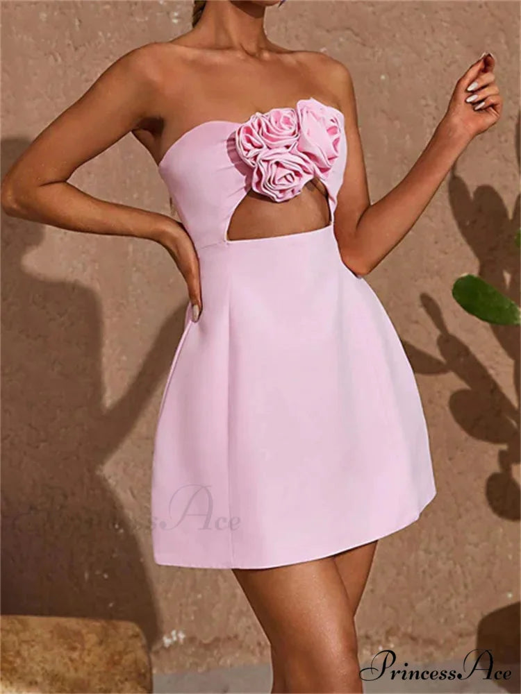 3D Blossom Cutout Mini Dress minidress-250223