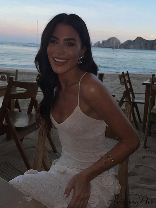 3D Blossom V-neck Open-Back Lace-Up Maxi Floral Gown floraldress-250126