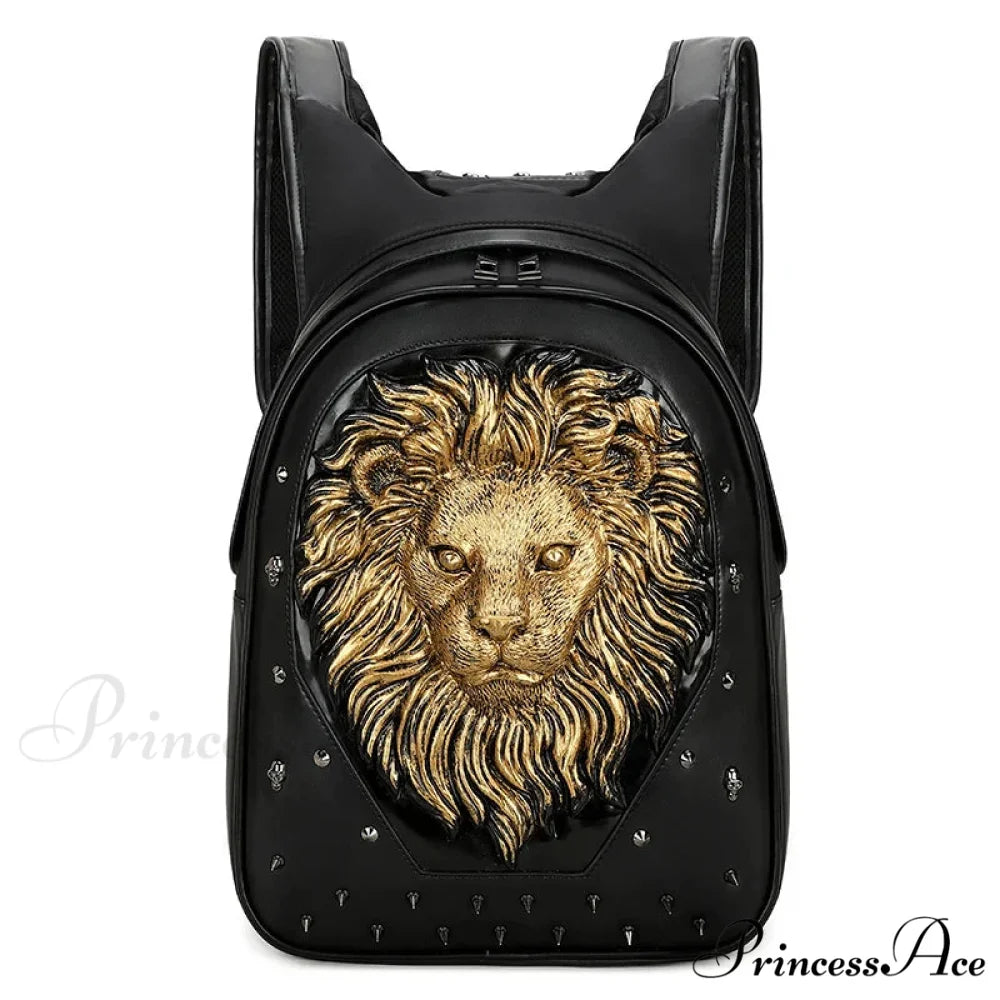 3D Embossed Skull Punk Rock Gothic Leather Rivets Laptop Travel Backpack Bag Black 5