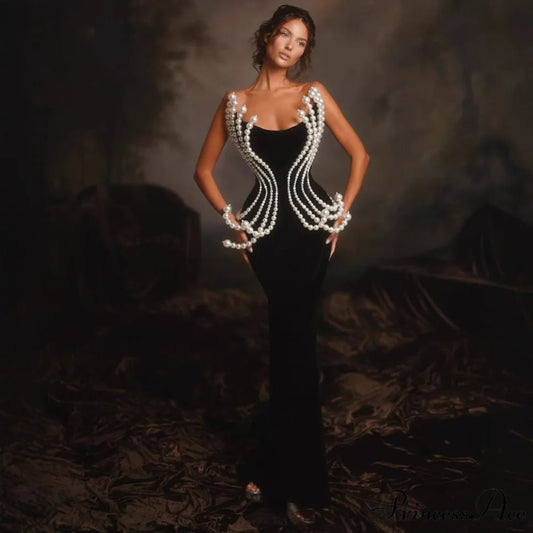 3D Shiny Strapless Bandage Prom Dress black / XS promdress-250223