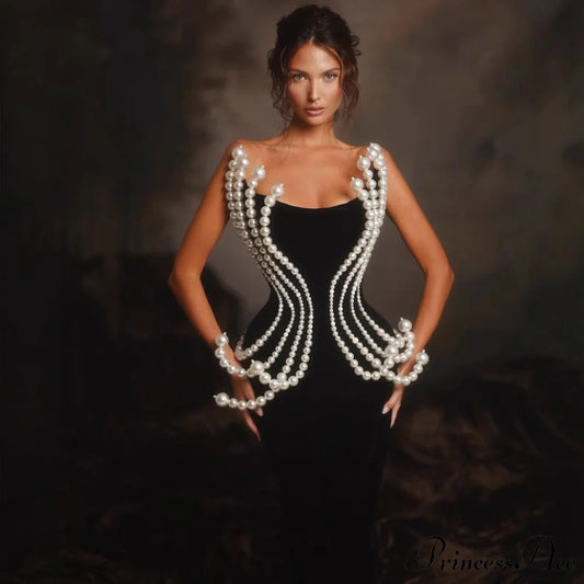 3D Shiny Strapless Bandage Prom Dress promdress-250223