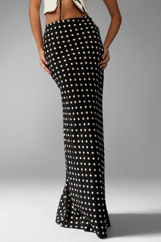 Slim Fit Polka Dot Midi Skirt