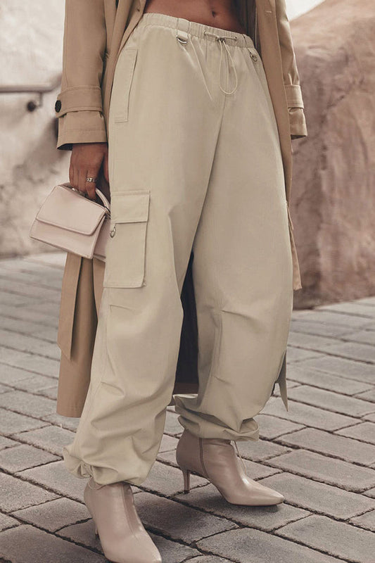 Drawstring Wide Leg Cargo Pant