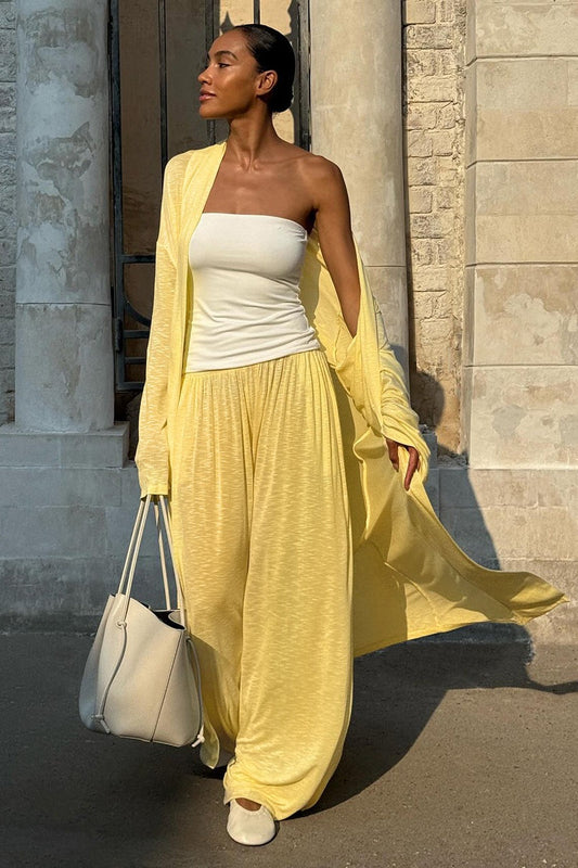 Casual Long Cardigan with Lantern Pants Two Piece Pants Set