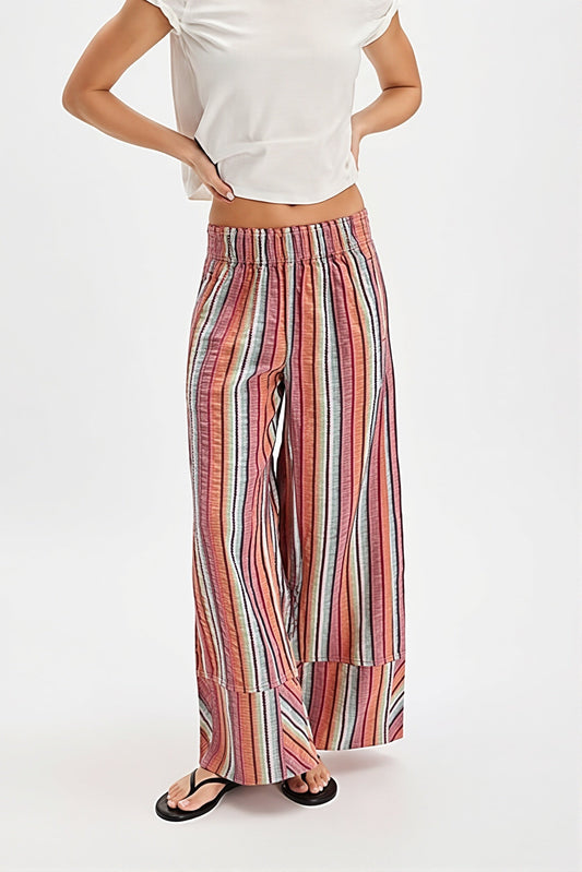 Striped High Waist Wide Leg Pants