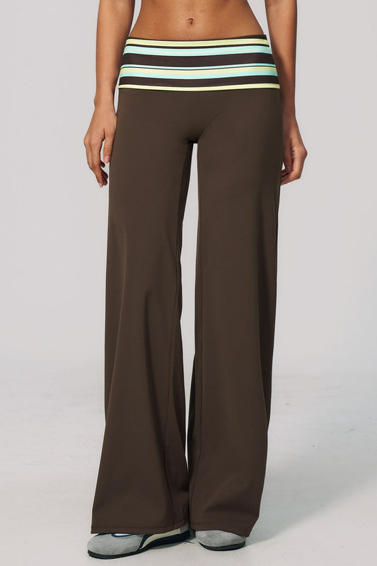Foldover Stripe Wide Leg Pants