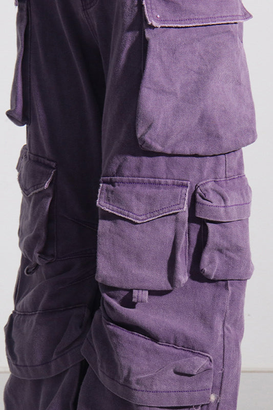 High Waist Oversized Pocket Denim Cargo Pant