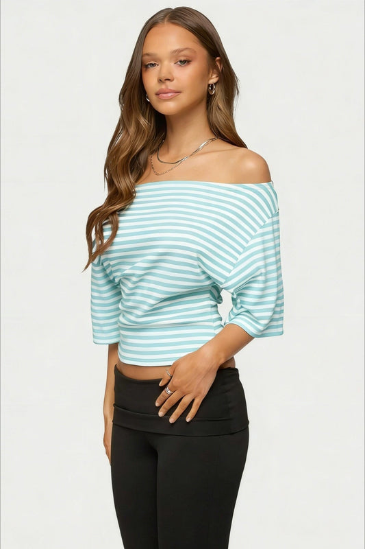 Casual Striped Dolman Sleeve Blouse