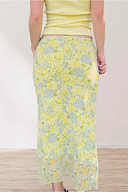 Slim Floral Print Matching Skirt