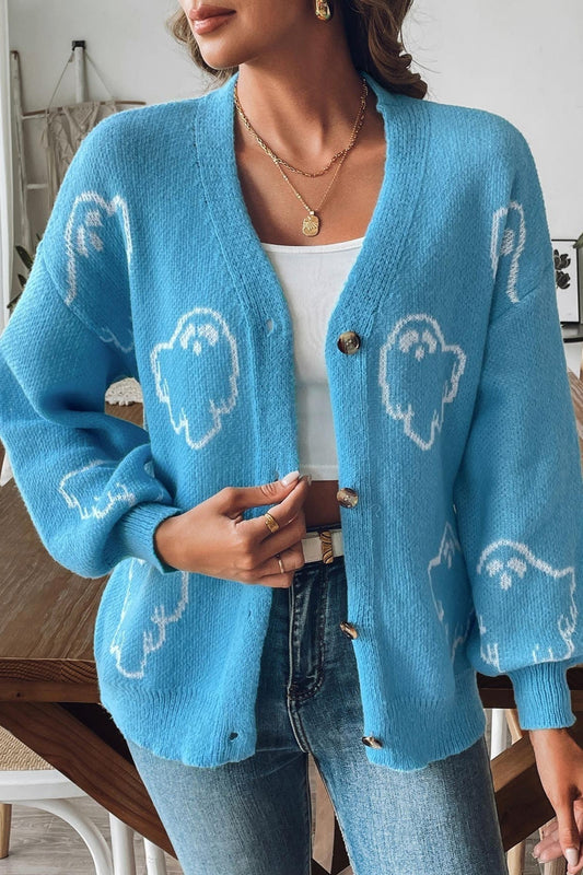 Jacquard Button Cardigan