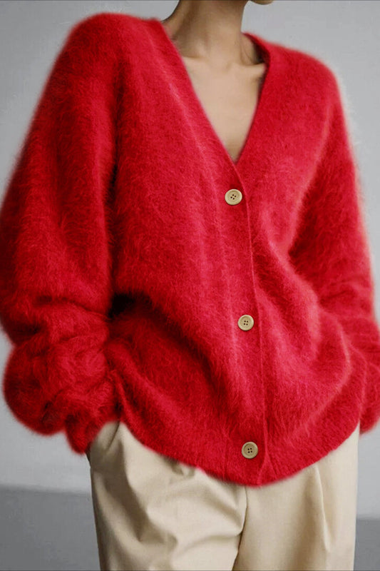 V Neck Button Long Sleeve Cardigan