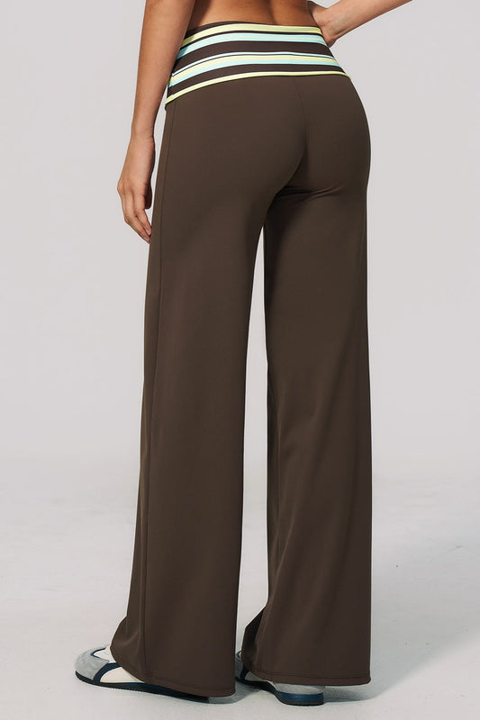 Foldover Stripe Wide Leg Pants
