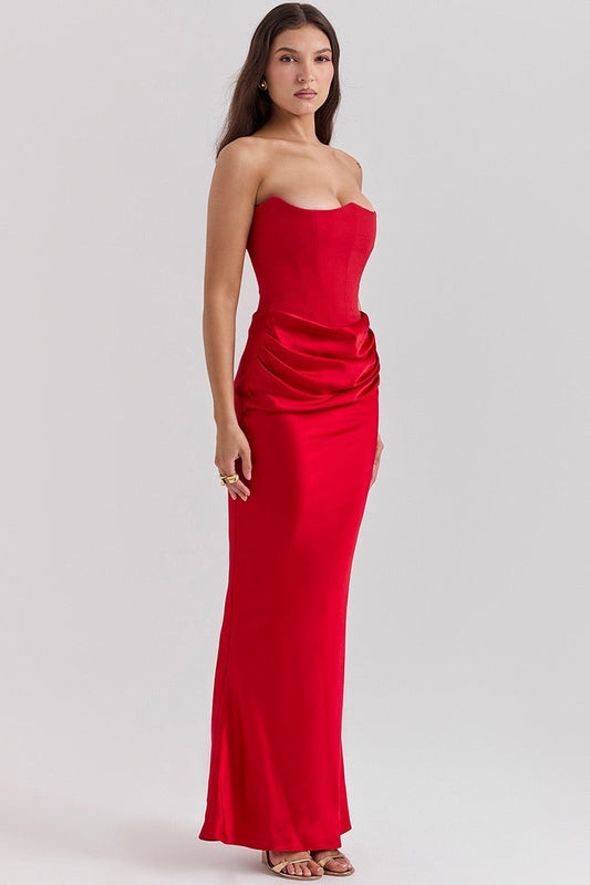 Strapless Boned Corset Bodycon Maxi Dress