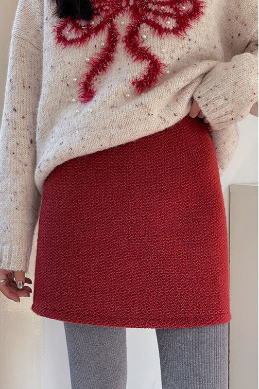 Tweed Mini Pencil Christmas Skirt