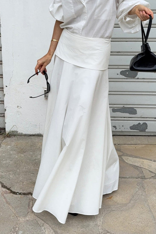 Solid A-Line Midi Skirt