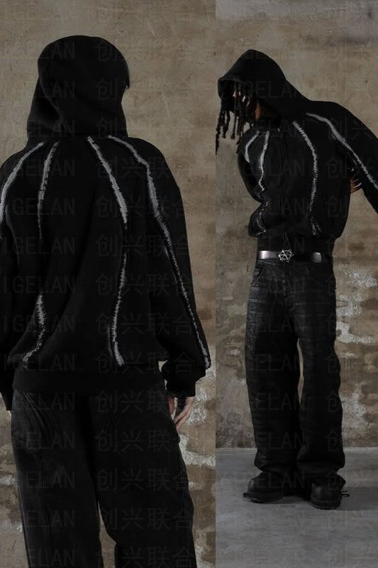 Washed Pocket Zip Hoodie