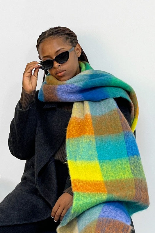Solid Color Fringe Mohair Scarf