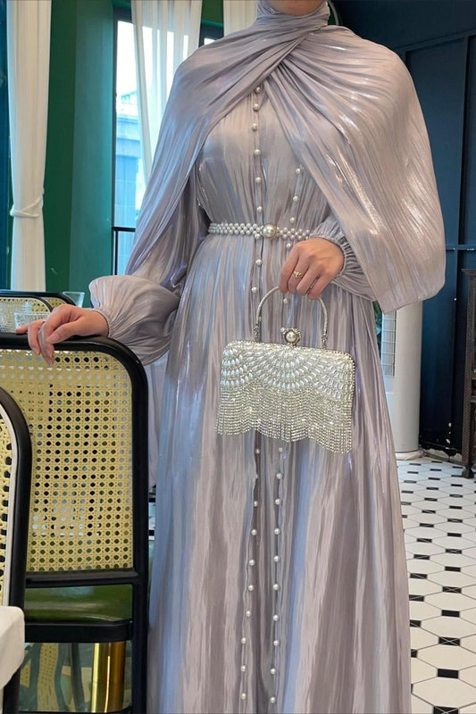 Shimmer Tulle Inner Skirt Outer Skirt Headscarf Three Piece Prom Dress