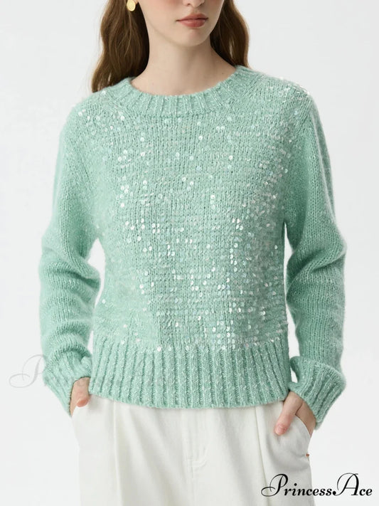 5.9% Lamb Fleece Sparkling Full Sleeve Jumper Green / XS swraters-241228