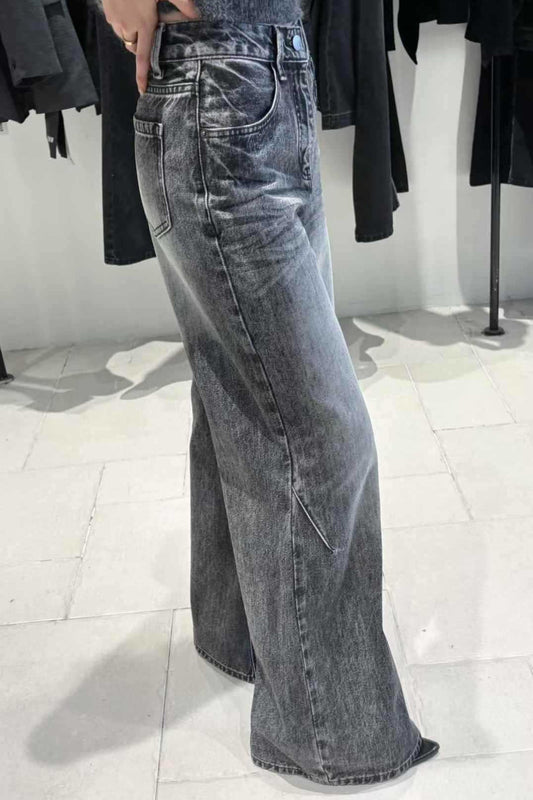 Vintage Washed Straight Wide Leg Jeans
