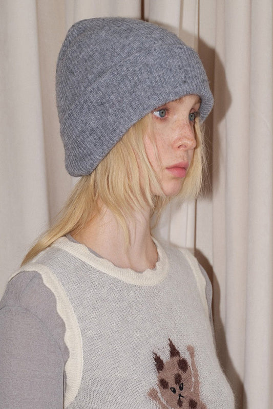 Solid Color Double Layer Soft Wool Knitted Hat